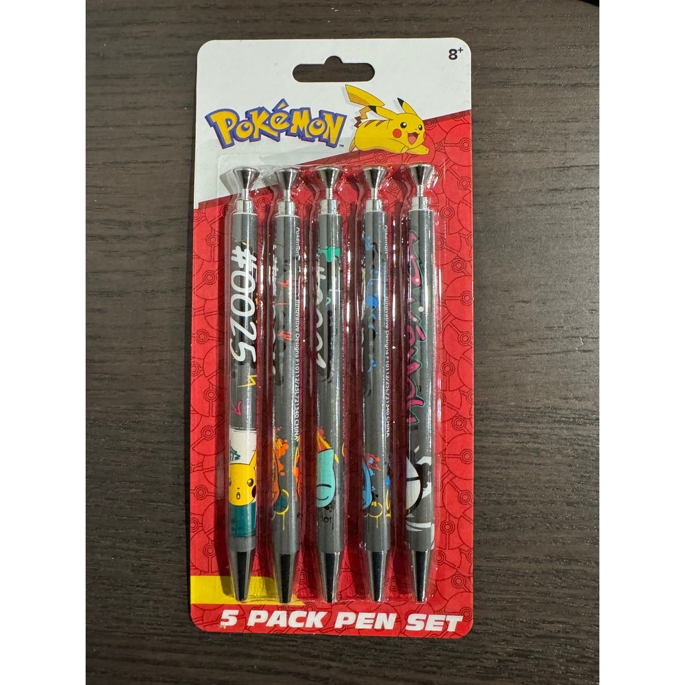 Pokemon 5 Pack Graffiti Pen Set Kids One Size Grey Pikachu Charmander Bulbasaur
